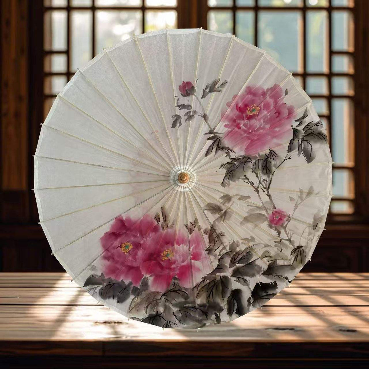 Handcrafted Oil Paper Umbrella - Elegant Wooden Bamboo Design