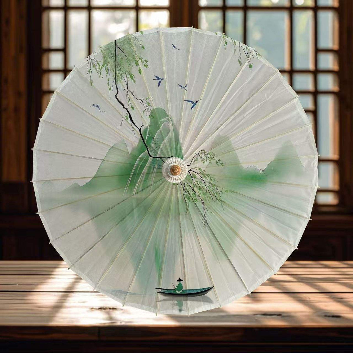 Handcrafted Oil Paper Umbrella - Elegant Wooden Bamboo Design