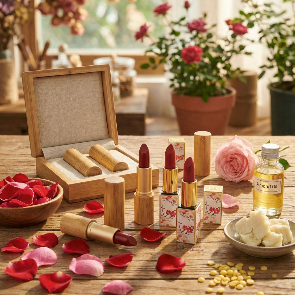 Handmade Rose Petal Velvet Lipstick - Natural & Gentle on Lips