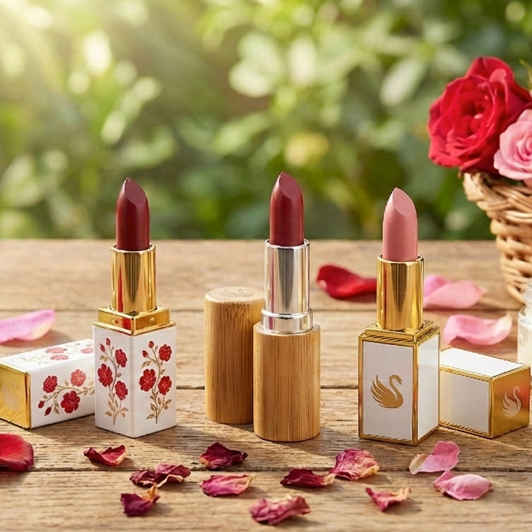 Handmade Rose Petal Velvet Lipstick - Natural & Gentle on Lips